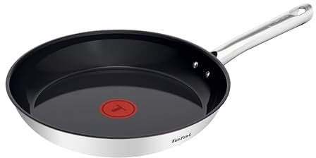 Tefal Duetto On Bratpfanne 24 cm, Go Ceram keramische Antihaftbeschichtung, Thermo-Signal, genieteter Griff, für alle Herdarten geeignet, langlebig, Edelstahl, G7660434