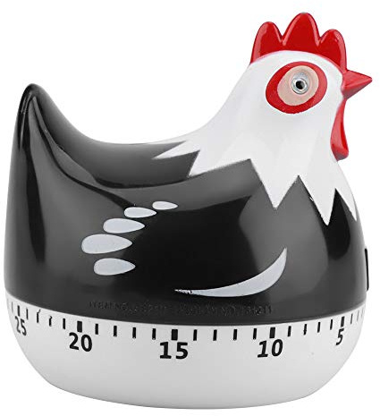 Riuulity Kitchen Chicken Pattern Baking Timer, Chicken Cartoon Kitchen Timer Alarm, Mini Egg Reminder, Magnetic, Home (Black)