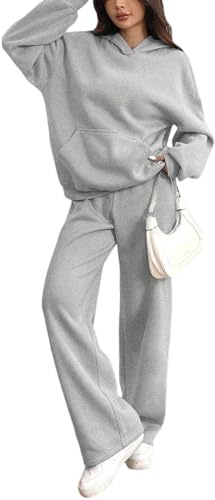 BORTGYUI Sportanzug Damen Elegant Jogginganzug Baggy Bequeme Sportswear Trainingsanzug Sweatshirt Jogginghosen 2 Teiliges Outfits Sweatsuit with Pockets