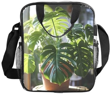 FBGHHTY Monstera Deliciosa Banana Palm Print Clear Insulated Lunch Bag Daily Commutes Food Storage Container Picnic Bento Box