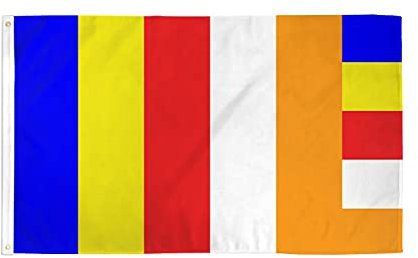 AZ FLAG - Flagge Buddhist - 150x90 cm - Buddhismus Fahne 100% Polyester mit Messing-Ösen - 110g