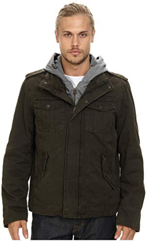 Levi's Men's Washed Cotton Hooded Military Jacket (Regular & Big & Tall Sizes), Olive/Sherpa Lined, XXL Tall