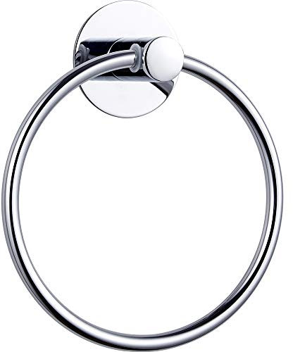 Wopeite Towel Ring Self Adhesive Towel Rail Chrome Towel Holder Stainless Steel, Wall Mounted Hand Towel Holder Rustproof for Bathroom Accessories (Silver)