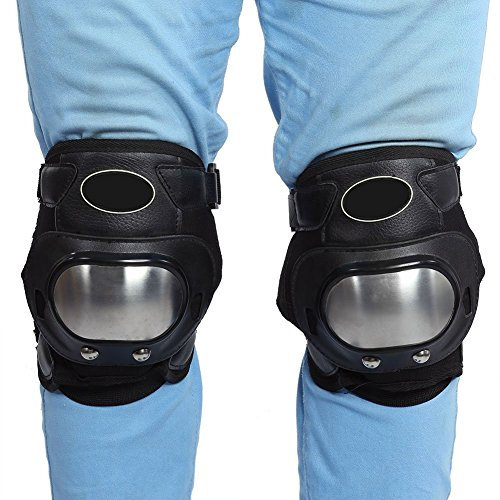 EBTOOLS 2 PZ Ginocchiera in Acciaio Inox Moto Motocross ATV Adulti Ginocchiere Parastinchi Armatura Protettiva Set Protector Moto Ginocchiera Protezione Moto Guard Ginocchio Moto
