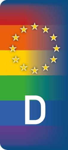 rednow 2 Stück Nummernschild Kennzeichen Aufkleber EU Feld in Regenbogen-Farben überkleben