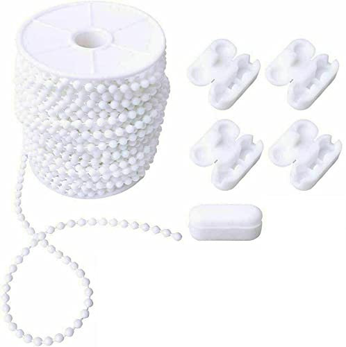 EveryHome Roller Blind and Roman Shade Blind Beaded Chain Cord White Plastic Roller Blind Chain Repair (10M)