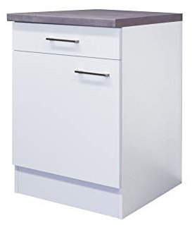 Smart Möbel - Moderner Küchen Unterschrank 60 cm breit in schlichtem Weiß - Nawa