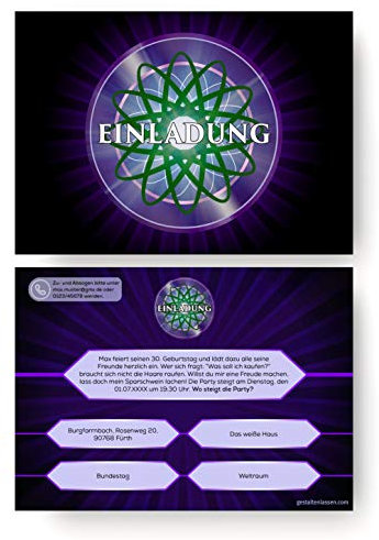 (20 x) Einladungskarten Geburtstag Partymillionär lustig witzig Einladungen Karten