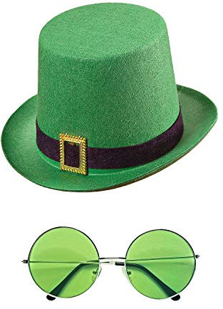 com-four® Leprechaun, Kobold Kostüme zum St. Patricks Day - Outfits und Accessoires für das grüne, irische Fest - Für Fasching, Fastnacht, Karneval, Parade, Motto-Party, Irish Pub (02-teilig - Set04)