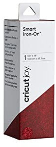 Cricut Joy Smart Glitter Iron On | Red | 48 cm (19 ft) | Heat Transfer Vinyl Roll (HTV) | for use with Cricut Joy
