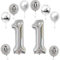 Haosell XL Folienballon 11, Zahl 11 Silber, 32 Geburtstagsdeko Ballon, 11 Stück, Unisex-Kinder