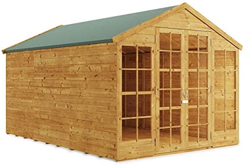 BillyOh Summerhouse Log Cabin 12 x 8 Wooden Garden Storage Shed Summer House Harper Apex Summerhouses (12x8)