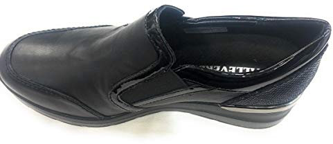 Valleverde Mocassin Slip ON ligne Mode confortable pour pieds sensibles et difficiles - Noir, 36 EU EU
