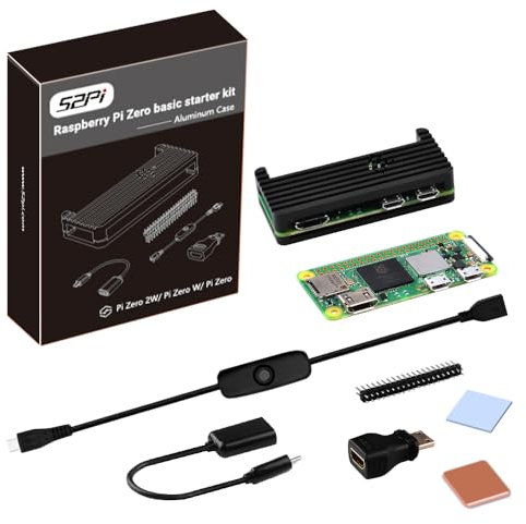 GeeekPi Basic Starter Kit for Raspberry Pi Zero 2 W, with Zero 2 W Aluminum Case, 20Pin GPIO Header, OTG Cable, MicroUSB Switch Cable,Heatsinks, MicroUSB to OTG Cable, HDMI Adapter for Zero 2 W