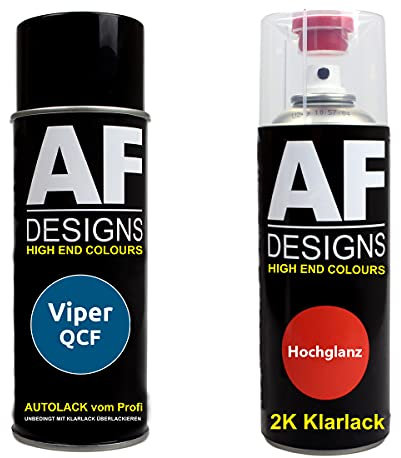 Alex Flittner Designs Pintura Bote Spray Kit para Viper Qcf Neon Azul Metalizado 2K Barniz Claro Pintura Base Aerosol 2x400ml
