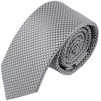 PB Pietro Baldini Krawatte schmal mit Diamanten Struktur - Elegante handgefertigte Krawatte für Herren aus Mikrofaser - 150 x 7 cm -Grau