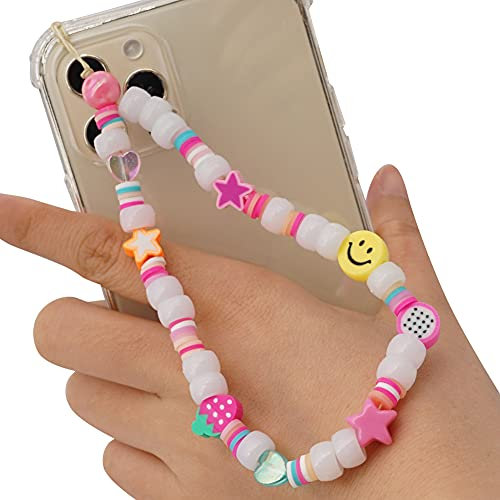 Cadena de teléfono móvil con cuentas para teléfono móvil, cordón para teléfono móvil, cadena de cuentas de acrílico para teléfono móvil, colgante de cuerda, estilo bohemio, cuentas coloridas, correa