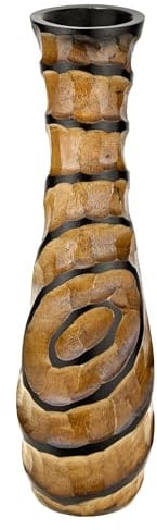 Vaso in legno rustico intagliato a mano marrone intagliato a spirale albero di mango