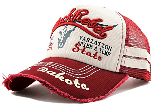 Trucker Mesh Baseballcap Black Rebel Western Distressed Vintage Retro Sommer Cap (rot/beige)