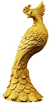 YQLKD Skulpturen & Statuen Buchsbaum Schnitzen Phoenix Fein Schnitzen Kunsthandwerk Ornamente Danfeng
