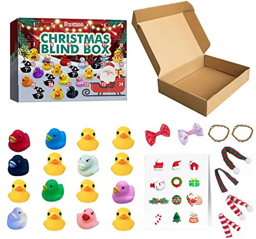 TSQZE Adventskalender 2022 Kinder Kleine Gelbe Ente mit 16 Gummienten und 8 Zubehör Quietscheente Badeente Kleinkinder Jungen Mädchen, Geschenke Für Kinder