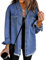 Vetinee Spring Jacket Women Oversized Denim Jackets for Women Nightfall blue Size X-Large Fits UK Size 20 to UK Size 22