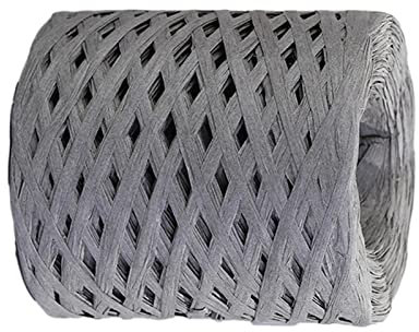 F Fityle Bast Papierband 200m zum Häkeln, Natur Raffia Papierband, Buntes Papiergarn, Bast Band Geschenkband Mehrfarbig für Handwerksprojekte Verpackung Festival Geschenkbox Wrapping, GRAU