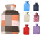 Meown 2L Hot Water Bottle with Fleece Cover, Leakproof Hot Water Bags & Natural Rubber Bottles for Period Cramps, Neck & Back Pain, Reusable Heat & Cold Therapy (Assorted HOT Water Bottle + Cover)