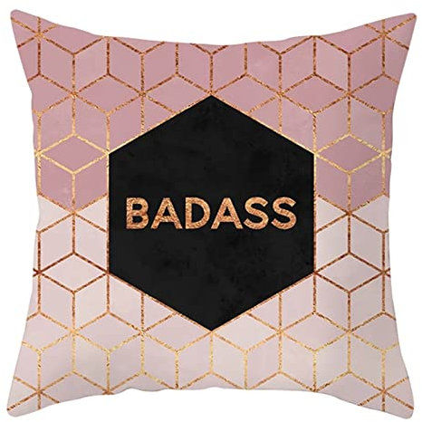 1 Kopfkissenbezug 50x50cm, Kissenabdeckungen Farbverlauf Rosa Schwarz Zweifarbiger Würfel Sechseck Badass Polyester Kopfkissenbezug Deko Wohnzimmer