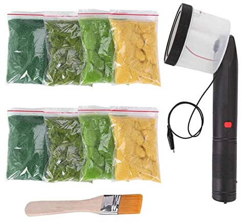 Statische Mini-Grasbeflockung, vier Farben, 8 Gras, Mini-Applikator für Beflockungsmaschine, ABS-Applikator mit rutschfestem Griff für DIY Szenische Modellierung Sandtisch Modellierung Bastelwerkzeug