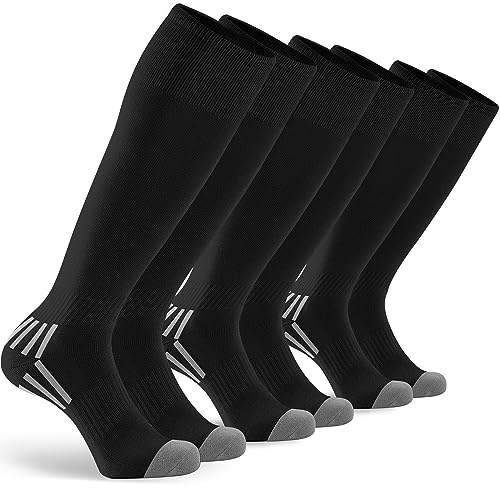 GRAPMKTG 3 Pack Softball Socks for Men and Women, Knee High Athletic Black