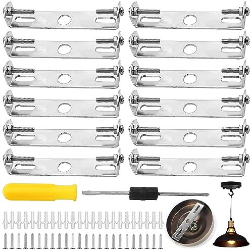 YOUNGSAY 12 Stück Deckenleuchte Halterung, Deckenleuchten Halterung aus Metall, 90mm Halter für Deckenleuchte, Deckenleucht Halterung mit Schrauben, Für Aufhängen von Kronleuchtern (Silber)