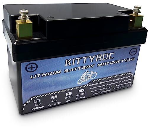 KITTYROC 12V 4Ah 300A Batterie de moto au lithium,batterie de démarrage du moteur LiFePO4 avec BMS,batterie de remplacement pour VTT,UTV,tondeuse à gazon, jet ski, motoneige, 4WD,scooter et générateur