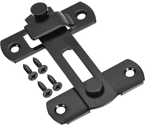 PATIKIL 3,9 x 2,8 Porta Chiusura, Grande Flip Cancello Chiusura Inossidabile Acciaio per Porta e Finestra, Nero