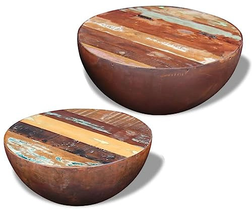 lvssiao Industrial Style Coffee Tables, Stackable Tables 3 Units Rough Wood Mango Sofa Table Side Table Bedside Table Plant Stand Phone for Drinks Vases