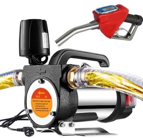220V Pompa Diesel Elettrica Pompa Gasolio Pompa di Trasferimento 60L/min Pompa Carburante Autoadescante Elettrica Pompa Aspirazione con ugello di misura ad arresto automatico Tubo flessibile da 6M