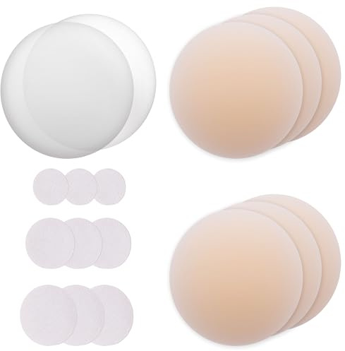 Masotec Nippelpads [3 Paar] | Selbstklebende Nipple Cover für Damen – Wiederverwendbare und waschbare Brustwarzenabdeckungen aus hypoallergenem Silikon [8 cm] | Reusable Nipple Pads