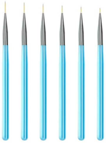 Lokaloka 5/7/9/11/13/15mm Pinceau Nail Art Ongles Professionnel, 6 Pièces Pinceaux Extra Fine Ultra Fin Liner Set pour Vernis Semi Permanent Ongle Gel Peinture Acrylique