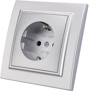 Enchufe de pared empotrado,Juego de enchufes eléctricos de pared,Enchufe de pared interior 250V AC 16A,Enchufe de tierra plata EP-04