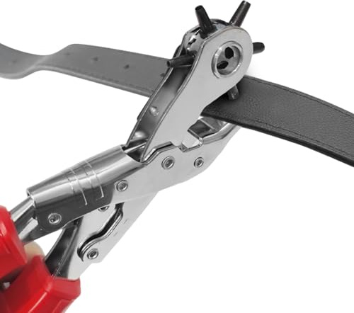 WISEUP Gürtelstanzer, Rotationsstanzzangen-Set, strapazierfähig, 6 verschiedene Lochgrößen, Lederstanzer für Leder, Gürtel, Hundehalsbänder, Taschen, DIY Stanzwerkzeuge