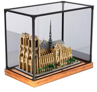 FEIFANBOYANG Acryl-Vitrine für Lego 21061 Notre Dame de Paris Modell, staubdichte, transparente Sammlungsvitrine (nur Displaybox) (Holzmaserung)