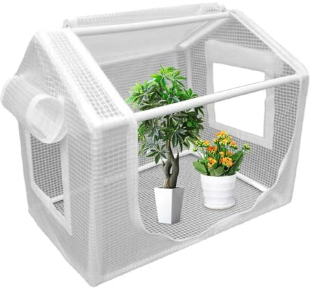 Miini Gewächshaus für Pflanzen, kompaktes Gewächshaus, Gartenhaus, Zimmerpflanzen, einfach aufzubauen, UV-geschützt, verdicktes Polyethylen, aufrollbares Fenster, Terrasse, Gewächshaus für den