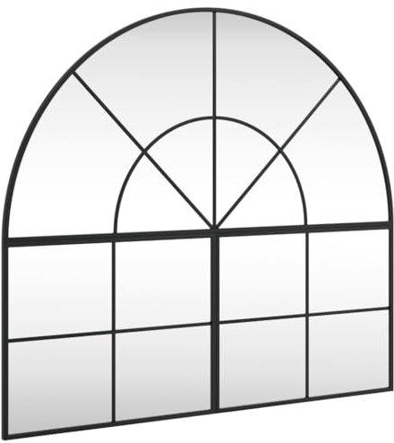 vidaXL Espejo de Pared Arco, Espejo con Marco, Espejo Colgante, Decoración para Recibidor Salón Pasillo Dormitorio Baño, Hierro Negro