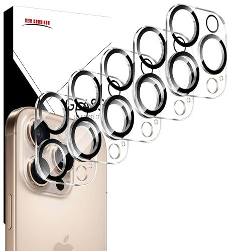 New Horrizon [5-Pack Camera Lens Protector for iPhone 16 Pro (6.3-Inch) & iPhone 16 Pro Max (6.9-Inch), 9H Tempered Glass, [LifetimeSupport][Case-Friendly][Anti-Scratch][Does Not Affect Night Shots]