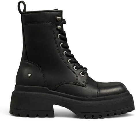 Stivali da Combattimento con Plateau Grosso in Pelle Nera da Donna Windsorsmith - Destroy