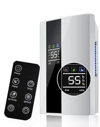 2200ml DéShumidificateur D Air Et Purificateur D'Air 2 En 1, DéShumidificateur Electrique Portable, Led ColoréE, éCran Intelligent, Minuterie 24h, TéLéCommande, Silencieux