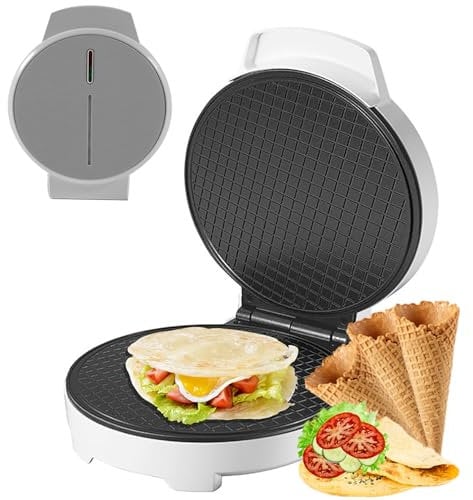 Electric Waffle Cone Maker, 1000W Ice Cream Cone Machine, 7.5-Inch Non-Stick Stainless Steel Mould, Double Side Heating, Egg Rolls Nonstick Dessert Baking Pan Kitchen Cooking