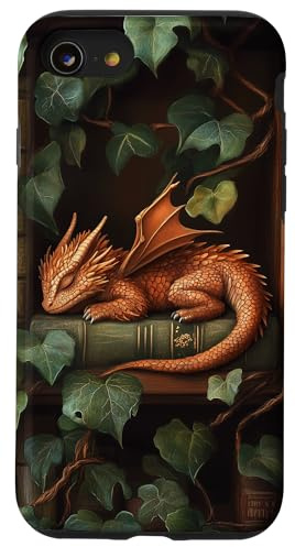 Kleiner Drache schläft auf einem Bücherregal mit Reben Hülle für iPhone SE (2020) / 7 / 8