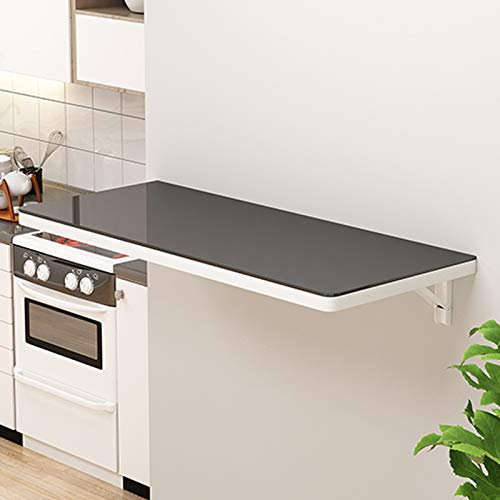 Schwebender faltbarer weißer Marmor-Muster, gehärtetes Glas, wandmontiert, mit Blättern, Computertisch, Küche, Esstisch, Schreibtisch für Zuhause, Büro, Bar