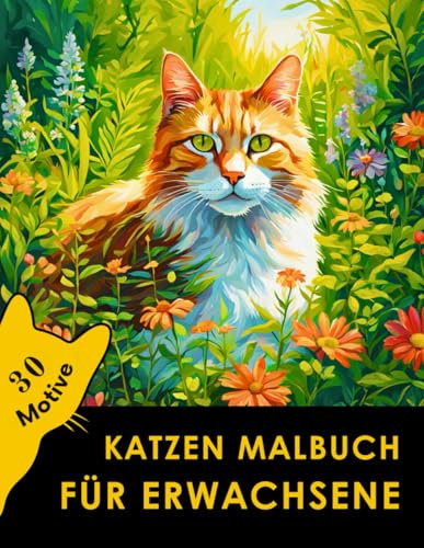 KATZEN MALBUCH FÜR ERWACHSENE: 30 Wunderschöne Katzenmotive zum Ausmalen & Entspannen!